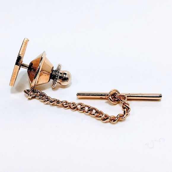 Letter J Initial Tie Lapel Pin & Chain Gold Tone Men's Jewelry #1287 - Picture 3 of 9